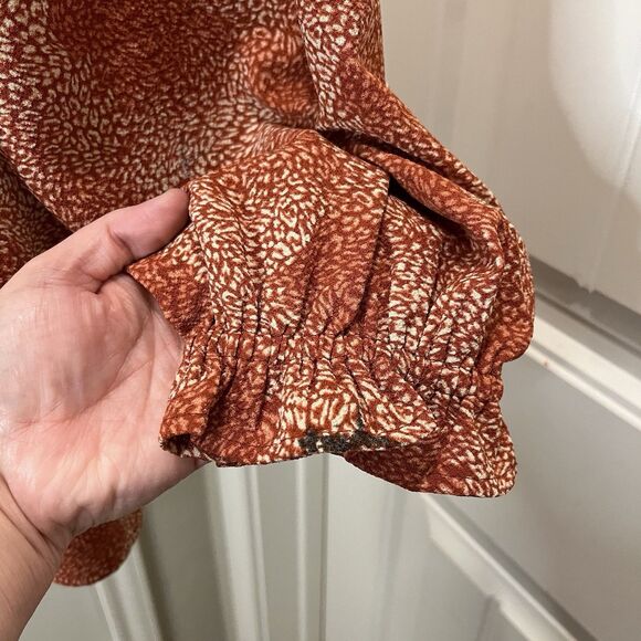 Jessica Simpson Rust Red White Spots Dots Hippie Flowy Boho Long Sleeve Top XXL - Picture 10 of 11